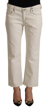 Dolce & Gabbana Off White Cotton Flared Cropped Denim Jeans -   -  Dolce & Gabbana.